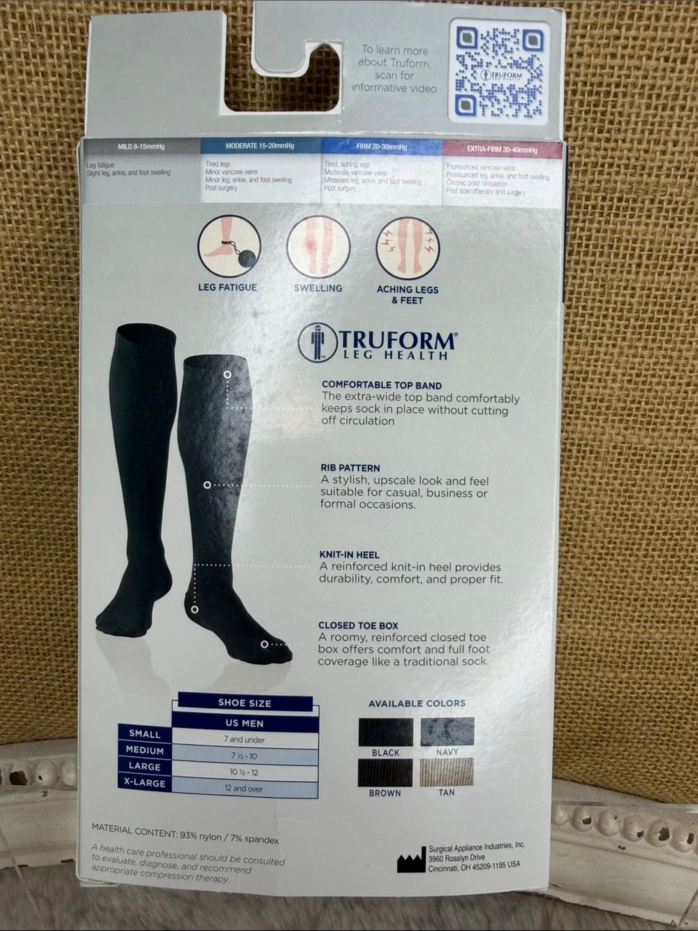 Truform Men's Dress Compression Socks in Black